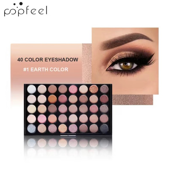 PopFeel 40 Color Eyeshadow Palette(Matte/Shimmer/Metallic)(Multi-color) (Earth) - Picture 2 of 5